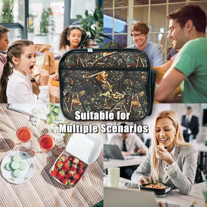Camo Lunch Bag Insulated Reusable Lunch Box Kids Girls Boys Cooler Thermal Tote Bag For Men Women School Work Picnic - color: Camo