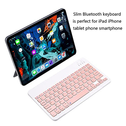 Ultra-Slim Bluetooth Keyboard Portable Mini Wireless Keyboard Rechargeable for Apple iPad iPhone Samsung Tablet Phone Smartphone iPadOS iOS Android (10 inch Pink) - color: 10 inch Pink