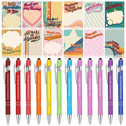 Geyee 24 Pcs Back to School Teacher Gifts Retro Employee Sticky Notes with Funny Pens 3 x 4 Inch Employee Appreciation Gifts for Coworkers Teacher Office Staff Work Team Appreciation Gift - style: Retro Employee