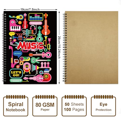 MAXCURY Blank Sheet Music Composition Manuscript Staff Paper Art Music Notebook Black 100 Pages 26x19cm (Factory) - color: Music Factory