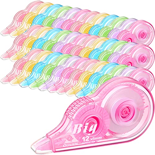 Yexiya 36 Pcs Correction Tape, Colorful Original Correction Tape White Wide Tape Wipe out Easy to Use Cute correction Roller for School Home Office Supplies,0.2 Inch x 39.4 Feet (Rainbow Color) - color: Rainbow Color