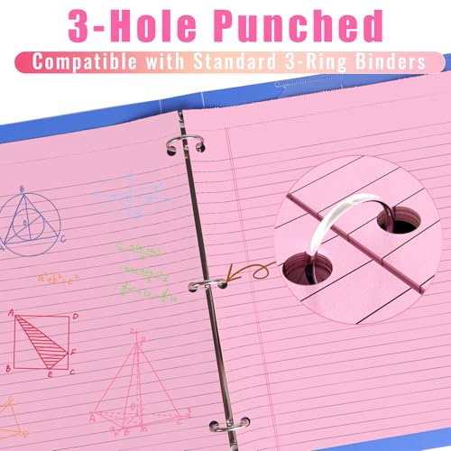 HAUTOCO 2 Pack 8.5 x 11 Legal Pads Pink Wide Ruled Notepads Perforated Writing Pads, 30 Sheets Per Notepad, 3-Hole Punched Paper, Writing Note Pads for School, Home, Office, Business - color: Pink