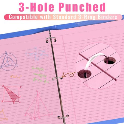 HAUTOCO 2 Pack 8.5 x 11 Legal Pads Pink Wide Ruled Notepads Perforated Writing Pads, 30 Sheets Per Notepad, 3-Hole Punched Paper, Writing Note Pads for School, Home, Office, Business - color: Pink