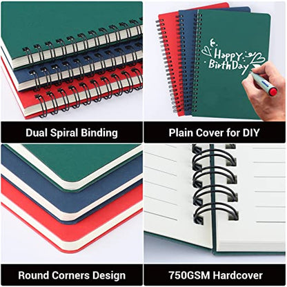 EUSOAR Spiral Lined Notebook, A5 3packs 5.5"X8.3" 120 Pages Lined Travel Writing Notebooks Journal, Memo Notepad Sketchbook, Students College Office Business Subject Diary Ruled Book Journal-3 Colors - color: Red, Green and Royal Blue, size: 3 Packs