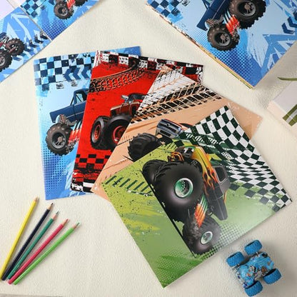 Kosiz 12 Pcs 9x12 Truck 2 Pocket Folder for Boy Cute Back to School Take Home File Bulk Kid Student Homework Paper File Folder for School Classrwork Office Home Classroom Teacher Business Party Supply - style: Trucks