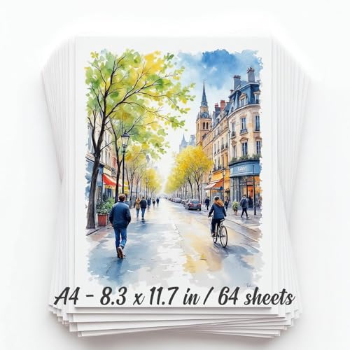 64 Sheets Watercolor Paper Pad - A4 8.3"x11.7" - Water Color Paper 140lb/300gsm - 100% Cotton Pulp - Art Supplies for Kids & Adults - for Painting, Artist Sketch, Easel, Loose Drawing - size: 8.3" x 11.7", 64 Sheets
