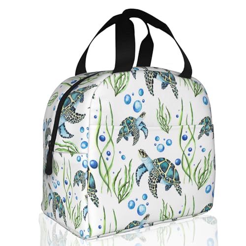Watercolor Sea Turtles Insulated Lunch Bag Reusable Lunch Box Women Men,Cooler Thermal Meal Tote for Kids School Student Picnic Office Work - color: Watercolor Sea Turtles