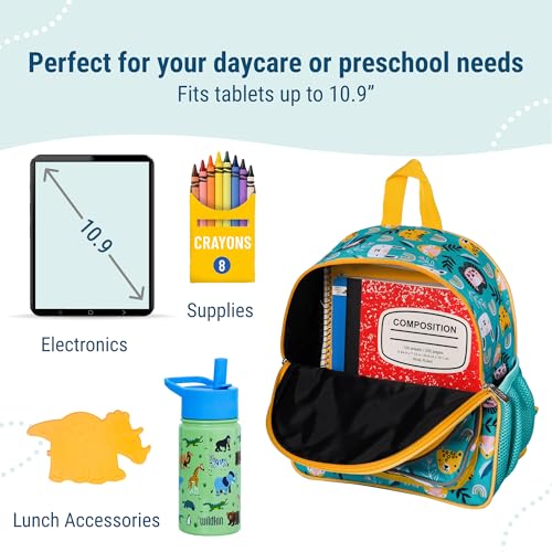 Wildkin 12 Inch Toddler Backpack for Kids, Party Animals | Ages 3-7, lightweight toddler backpack for daycare, preschool, and travel - color: Party Animals
