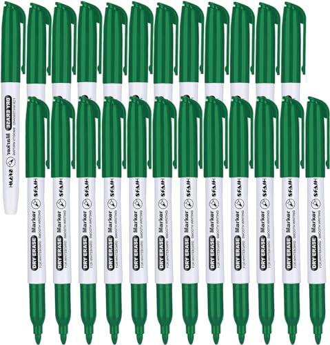 SFAIH Fine Tip Dry Erase Markers - 24 Pack Green Whiteboard Erasable Markers Bulk, Ideal For Progress Tracking, Teaching and Brainstorming, Approval & Eco-Conscious Planning, Non-Toxic Easy Clean - color: Green, size: 1 Count (Pack of 24)