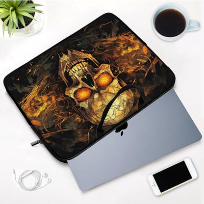 Laptop Sleeve Bag with Handle Computer Protective Soft Cover Case for 14 Inch 13 Inch Laptop,Golden Glowing Skull - color: Golden Glowing Skull