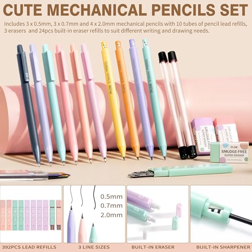 62PCS Aesthetic School Supplies with Cute Pencil Case, Pastel Highlighters Black Ink Gel Pens Mechanical Pencils Kit, Back to School Supplies College Essentials Preppy Stationary Set for Student Girls - color: Blue