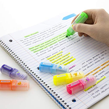 BAZIC PRODUCTS Fruit Scented Mini Highlighters, Chisel Tip, 6 Count | fruit-scented fluorescent mini highlighters; compact; Quick-dry; non-toxic ink; ASTM D-4236