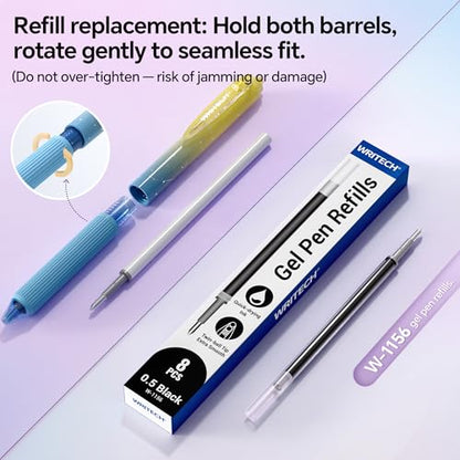 WRITECH Gel Pens Fine Point: Nebula Pen Set 0.7mm Black Ink Retractable 6ct Medium Point Smooth Writing with Aesthetic Gradient Color Barrel for Journaling Note Taking Silent Click No Smear - color: Multicolor1