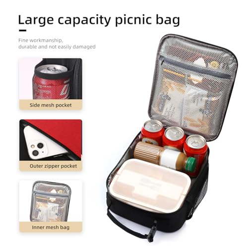 Lovoeo Lunch box Lunch bag for men women Insulated Lunchbox Lunch bags for Work Picnic Travel (Thicken hot red) - color: Thicken hot red