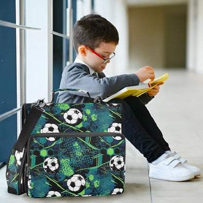 Grunge Zipper Binder 3 Ring Binder with Zipper 1.5 Inch Shoulder Strap & Handle Binders Organizer Bag Football Vectors - color: Red