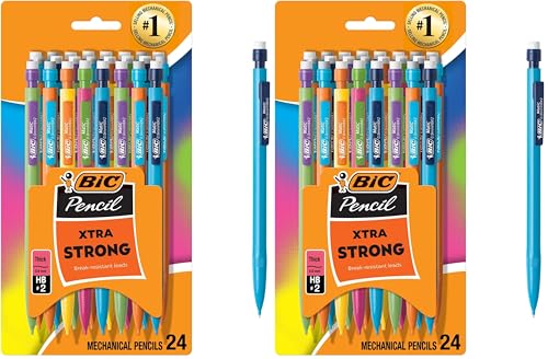 BIC Xtra Strong Mechanical Pencils with Erasers, Thick Point (0.9mm), 24-Count, Mechanical Pencils for School or Office Supplies (Pack of 2) - size: 24 Count (Pack of 2)