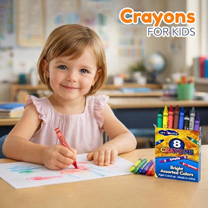 4E's Novelty 48 Boxes of 8-Packs Bulk Crayons for Kids, Classroom Crayons Bulk Teachers Supplies, School Supplies, Restaurants, Birthday Party Favors Non-Toxic (48 of 8-Packs) - style: 48 of 8-Packs