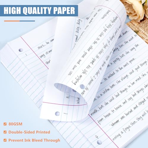 Loose Leaf Notebook Paper 750 Sheets 5 Packs Bulk for 3 Ring Binder, 8x10.5 Filler Paper Wide Ruled 3-Hole Punched Lined Paper for Writing Office Business School College Home (150 Sheets/Pack)