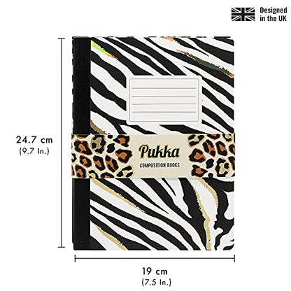 Pukka Pad, Composition Notebooks - 3 Pack of Journals Featuring 140 Pages of College Ruled 80GSM Paper with Sturdy Cover Stock - 9.75 x 7.5in - Wild - color: Wild, size: 3 Pack