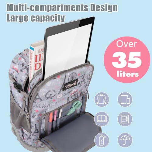 Tilami Rolling Backpack for Kids 18 inch Boys and Girls Laptop Backpack,Grey - color: Grey
