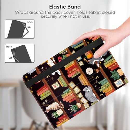 Universal 10 10.1 Inch Android Tablet Case,Slim Folding Stand Cover for All 9"-10.5" Touchscreen Tablet Case with Stylus Pen Holder,Bookshelf Cat - color: Bookshelf Cat