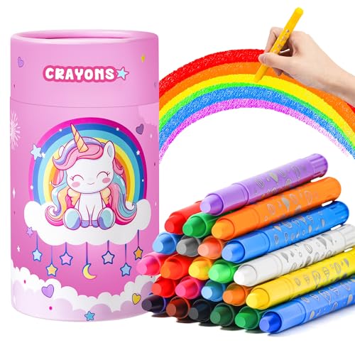 DreamCandy Twist Crayons for Toddlers,24 Colors Non Toxic Washable Crayons for Kids,Art Supplies Drawing Coloring Crayon Set,Gift for Boys and Girls,Back to School,Stocking Stuffers - color: Unicorn, size: 24 Count (Pack of 1)