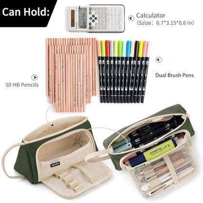 EASTHILL Big Capacity Pencil Case Pouch Pen Case Simple Stationery Bag School College Office Organizer for Teens Girls Adults Student - color: Deep Green XW