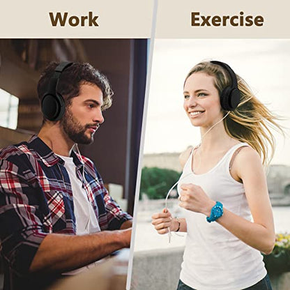 Bingozones Wireless and Wired Headphones With Microphone, Bluetooth 5.3, Folding Lightweight On-Ear for Smartphone Tablet Computer (Black) - color: #02 Black
