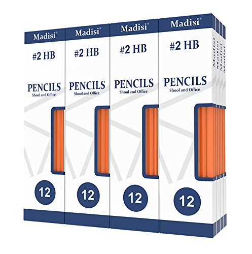 Madisi Wood-Cased #2 HB Pencils Bulk, 192 Count, Pre-sharpened | 16 Packs of 12-Count, Box of Pencil Set, Classroom Supplies, Yellow