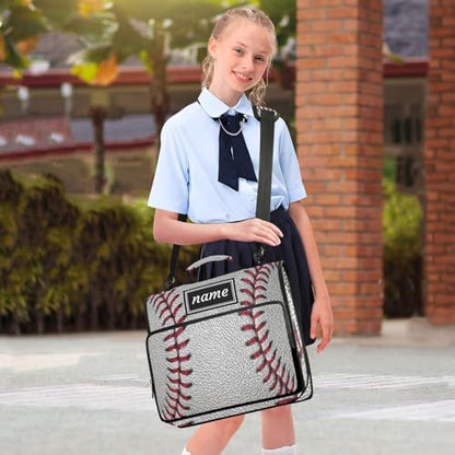 Kcldeci Personalized Zipper Binder 3 Ring，Baseball Ball Dirty Dark Baseball Red Stitching Custom Zipper Binder Organizer 1.5inch for School and Office Expanding File Folder - color: E18