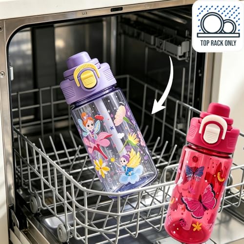 Flip, Bite and Sip 3-in-1 Straw Kids Water Bottle, Leak-proof, 13oz | Sturdy and Drop-resistant, with Handle, BPA Free, Dishwasher Safe, Perfect for School, Travel, and Home - color: Elf