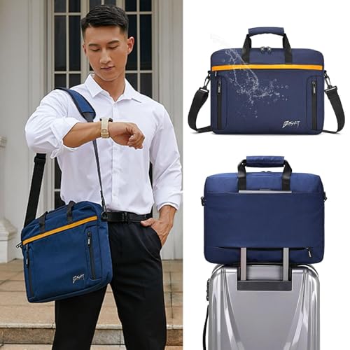 BESMART Waterproof RFID Laptop Bag fits 15.6 Inch Computer, Shoulder Business Briefcase Bag Crossbody Messenger Bags for Men - color: Navy