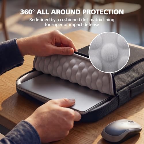 Micropack 360°Protective Laptop Sleeve Case with Handle for 14-inch MacBook Water-Resistant Laptop Bag for HP Lenovo Dell Acer Slim Travel Computer Bag,Black (Black, 14inch)