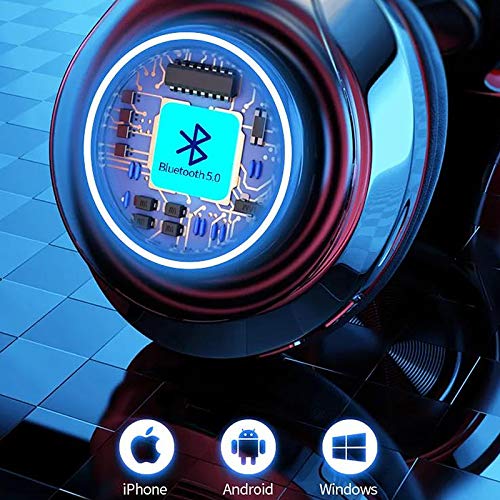 Bluetooth Over Ear Headphones, Deep Bass Colorful LED Lights Headphones with Mic, Lightweight Wireless Foldable HiFi Stereo Kids Headset for School Classroom/Home Travel/Office/PC/Cell Phone-White - color: White