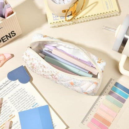 22Pcs Book Annotation Kit Aesthetic Pencil Case with Supplies School Annotation Supplies Gel Pen Transparent Sticky Note Taking Bible Study College Stationery Supplie (Patchwork Flowers) - color: Patchwork Flowers