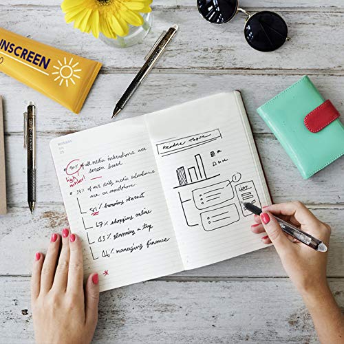 Lineon Erasable Gel Pens, 15 Pack Black Retractable Erasable Pens Clicker, Fine Point, Make Mistakes Disappear, Black Inks for School & Office - color: 15 Pack Black