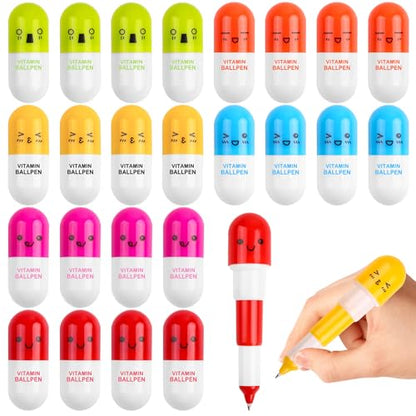 Novelty Nurse Pharmacy Pill Pens - Retractable Vitamin Capsule Pens for Nurses Week, Office & Valentine Day Gifts, Bulk Novelty Supplies & Stocking Stuffers for Adults (40)