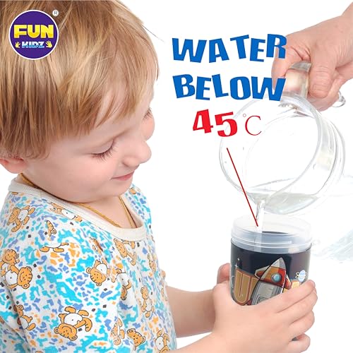 17oz Rocket Kids Water Bottle, Toddler Spout Cover and Carry Handle Design Lid Leak Proof BPA free Cup for Boys Ages 3+ Dishwasher Safe for Sports School Travel with Silicon Straw