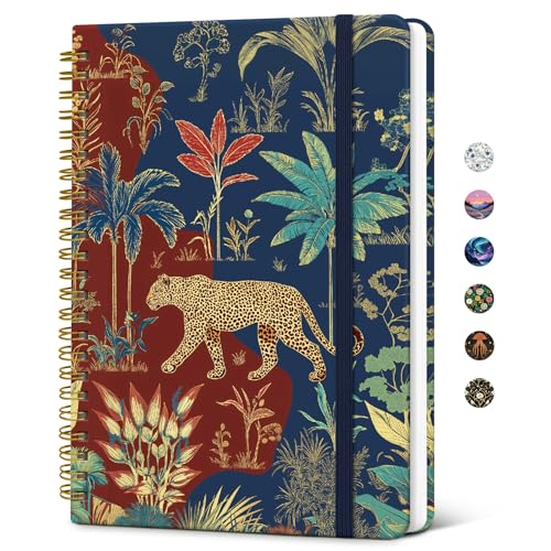 Taja Lined Spiral Journal Notebook for Women, Pretty College Ruled Notebook for Work & Note Taking, A5 Hardcover Journal for Writing, Cute Aesthetic 140 Pages, Jungle Elegance - color: O-Jungle Elegance