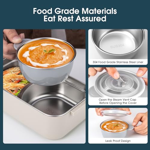 Bento Box Adult Lunch Box, Stackable 3 Layer 304 Stainless Steel Lunch box for Adults Kids Office, 3L Large Capacity Portable Lunch Box Containers with Soup Bowl Spoon and Fork - size: 3 Layers