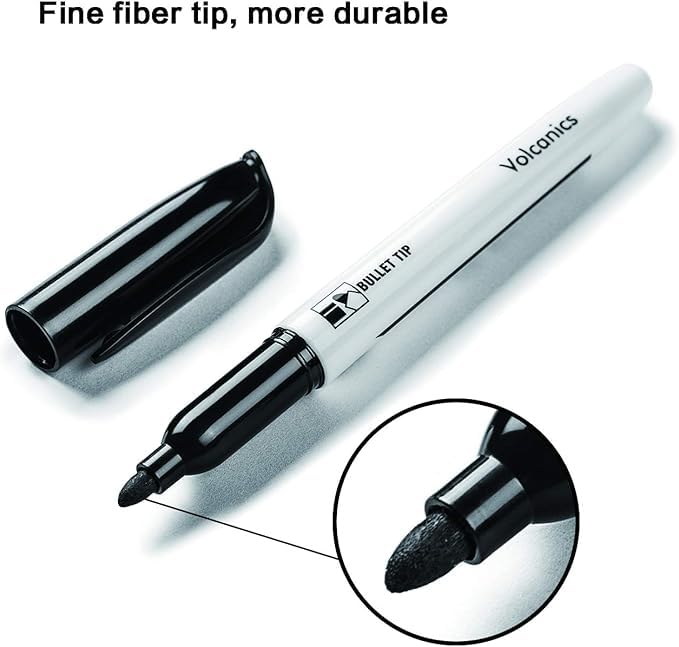 Volcanics 80 Pack Black Dry Erase Markers – 40 Fine Tip & 40 Chisel Tip Whiteboard Markers, Low Odor, Bulk Supplies for Teachers