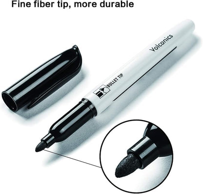 Volcanics 80 Pack Black Dry Erase Markers – 40 Fine Tip & 40 Chisel Tip Whiteboard Markers, Low Odor, Bulk Supplies for Teachers