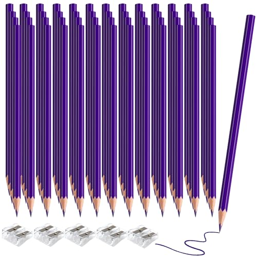 60 Pack Bulk Purple Colored Pencils for Kids, Pre-sharpened Art Pencils Back to School Supplies Set, Drawing Sketching Pencils for Students, Teachers, Classroom - color: Purple