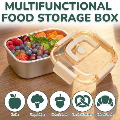 Everusely - Large Stainless Steel Food Container + Snap Lock Lid - 47 oz - Airtight Food Storage Box - Meal Prep, Vegetables, Travel Lunch, Marinating Meat - Microwave, Oven, Refrigerator Safe - size: 1400mL