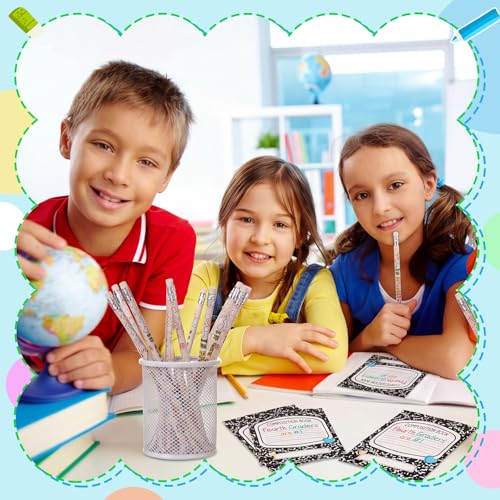 Tenceur 24 Set/48 Pcs Back to School 4th Graders Pencils and Cards Set, Fourth Grade Motivational Wooden Pencil with Erasers, Composition Book Greeting Note for Student Classroom Reward Gift - style: 4th Graders