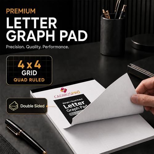 8.5x11 Graph Paper Pad, 80 GSM, 1 Pack, 50 Sheets | Letter size graph paper for school, office, and study sessions