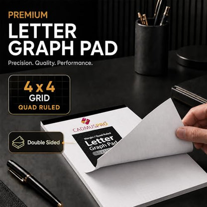 8.5x11 Graph Paper Pad, 80 GSM, 1 Pack, 50 Sheets | Letter size graph paper for school, office, and study sessions