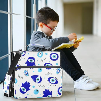Cartoon Evil Eyes Zipper Binder Bag 3 Ring with Handle Shoulder Strap, Binder File Organizer Bag Storage Case for School Work Office