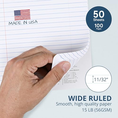 ROARING SPRING Hard Cover Composition Notebook, 12 Pack, Black Marble Comp Book, 9.75″ x 7.5″, Wide-Ruled with Margin, 50 Sheets (100 Pages), Made in USA - size: 9.75" x 7.5", style: 12 Pack - Wide-Ruled - 50 Sheets - Black Marble