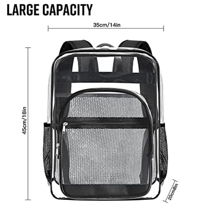 Clear Backpack,Sturdy Shape Heavy Duty Large Clear Backpack - color: B-clear